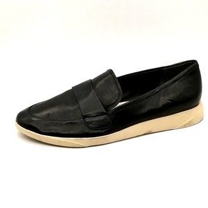 Sarto Womens Loafer Agnes Black‎ Leather Slip On Wedge Heel Almond Toe 9.5